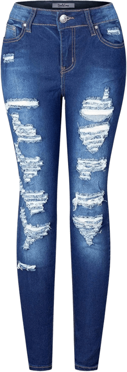 BodiLove Women's High Waist Rise 5 Pockets Skinny Comfy Jeans Zip Button Closure 906b Denim Medium 13