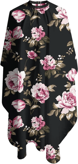 ONE TO PROMISE Black Floral Flowers Hair Cut Salon Cape,Hair Stylist Hairdresser,Haircut Apron Cover Up for Adults,55"X66"