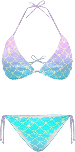 Swimsuits for Women High Waisted String Bikini Sets for Women XS-XXL Large Gradient Mermaid Scales