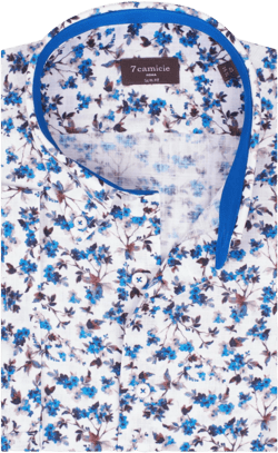Leonardo Sport Cotton Man Shirt Short Sleeve White Blue