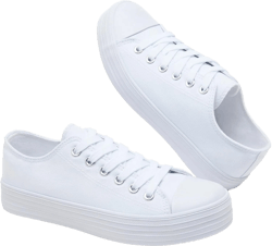 BENPAO Womens White Canvas Sneakers Casual Tennis Shoes for Women Black Fashion Sneakers Comfortable Low Top Walking Shoes 11 White