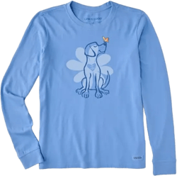 Life is Good Women's Crusher Tee Shirt, Long Sleeve Cotton Graphic T-Shirts, Spring Daisy Dog
