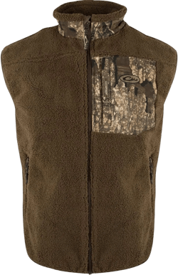 DRAKE MST Sherpa Fleece Hybrid Liner Vest, Color: Realtree Timber, Size: Large (DW8620-033-3)