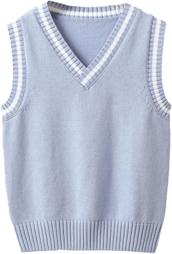 Linjinx Boys Girls Knit Sweater Vest V-Neck Sleeveless Crop Top Pullover Waistcoat Uniform School Cardigan 9-10 Years Light Blue