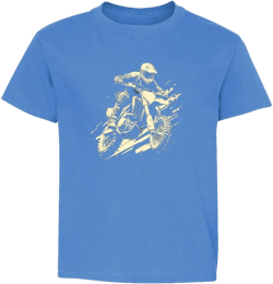 Motocross MX Bike Rider Graphic t-Shirt 100% Cotton for Men, Women, Kids Short Sleeve tees Youth X-Small Carolina Blue