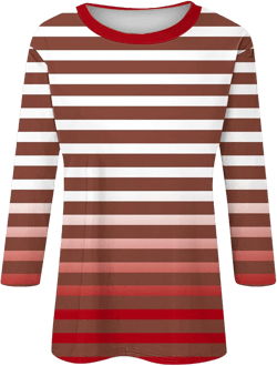 3/4 Length Sleeve Shirts for Women 2024 Summer Striped Tunic Tops Casual Round Neck Loose Blouses Fashion Shirts Red 3X-Large