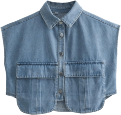 Kissonic Women's Denim Vest Sleeveless Jean Jacket Button Down Double Pockets Decoration Crop Waistcoat(LightBlue-L)