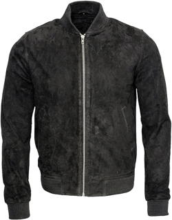 Men's 100% Real Suede leather Trucker Jacket | Biker Motorcycle Jacket| Classic Bomber Varsity Jacket - Zipper Medium Black