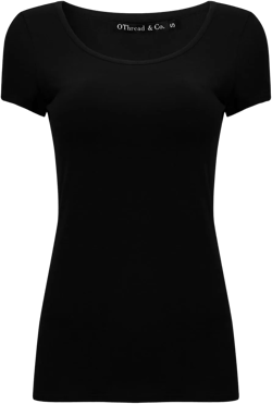 OThread & Co. Women's Short Sleeve T-Shirt Scoop Neck Basic Layer Stretchy Shirts Large Black