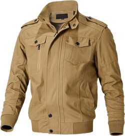 Men's Casual Cotton Military Jacket Lightweight Full Zip Jacket Field Windbreaker Bomber Jackets Cargo Coat 5X-Large Khaki