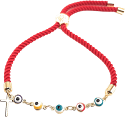 LESLIE BOULES Multicolored Evil Eye Beads Red Bracelet for Women Protection Jewelry