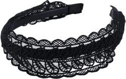 Hair Hoops Sweet Non-slip Lace Leaves Wide Headbands for Women Mother Headband Hollow Elastic Headband Hair Hoops Hair Accessories(black)