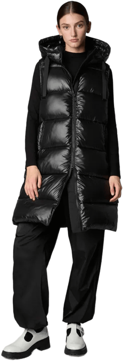 Save The Duck Iria Long Puffer Vest in Black