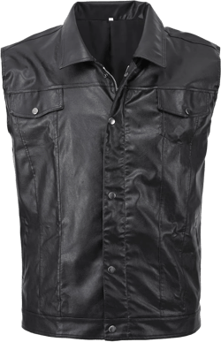 Men's Zipper PU Faux Leather Sleeveless Waistcoat Motorcycle Biker Vest Jacket XX-Large Black