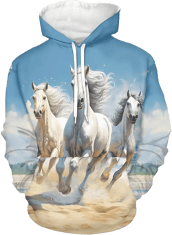 WELLFLYHOM Drawstring Hoodies Cute Long Sleeve Fashion Sweatshirts for Women Teen Girls Hooeded Pullover Size XS-4XL Wild Horse Small