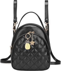Mini Backpack Purse,VONXURY Fashion Small Leather Quilt Backpack Convertible Casual Travel Daypack for Women Ladies Black