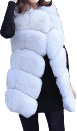 Lisa Colly Women's Winter Faux Fur Vest Coat Sleeveless Fluffy Jackets Outwears 4X-Large White