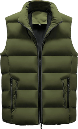Mens Puffer Vest Padded Warm Winter Sleeveless Stand Collar Quilted Coat Outerwear Vests Oversized Vest Jacket 01-army Green 3X-Large