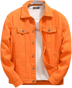 Men Denim Jackets Outwear Casual Cowboy Coats Spring Autumn Loose Jean Jacket Purple Orange Medium Orange