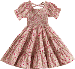 2-9 Years Kids Toddler Girls Spring Summer Floral Print Ruffle Short Sleeve Princess Dress Colorful Fresh Dresses 2-3T Red