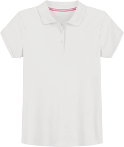 IZOD Girls' School Uniform Short Sleeve Polo Shirt, Button Closure, Comfortable & Soft Interlock Fabric 16-18 Plus White