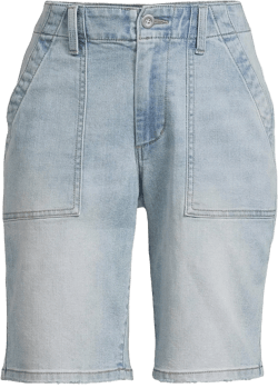 Time and Tru Women's Relaxed Fit High-Rise Denim Bermuda Shorts (14, Light Wash)