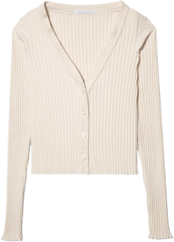 John Elliott Womens Ginza Rib Cropped Cardigan (Feather)