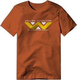 Weyland-Yutani Logo from Alien Movie, Classic Cotton Tee, Medium-3X-Large Large Burnt Orange