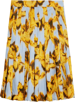 Pleated Knee-length Skirt In Drapey Viscose Twill For Women