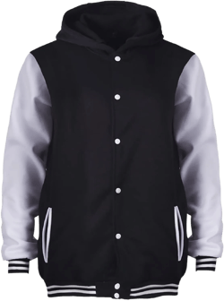 Women's Hoodie Baseball Jacket Varsity Classic Sport Sweatshirt Pullover Large Black