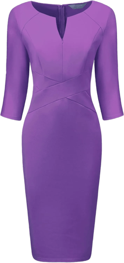 Women's Funeral Sheath Dress Knee Length Work Pencil Dresses Small Purple