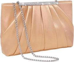 Dasein Elegant Pleated Evening Clutch Bags for Women Formal Handbags Purses for Wedding Party Prom with Sparkly Rhinestones Sandy Brown