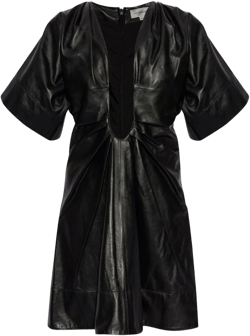 Victoria Beckham Structured Leather T-Shirt Dress - Black