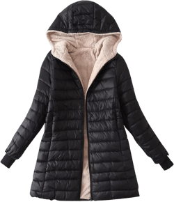 Akivide Women Winter Warm Sherpa Lined Quilted Jacket Fuzzy Fleece Lightweight Zip Long Sleeve Hooded Coat with Pocket Black-qj1 XX-Large