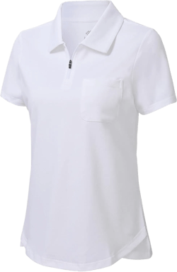 MoFiz Womens Zip up Golf Polo Shirt Short Sleeve Workout Golf Top Moisture Wicking Lightweight Tennis Shirts Small A-white