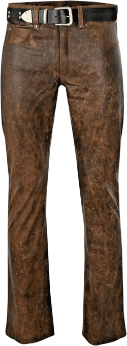 Classic Fit 5 Pockets Leather Pants for Men - Premium Biker Fashion Traditional Cowboy Western Pants Standard 36 Brown Shaded Wex