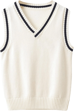 Boys Girls Knit Sweater Vest V-Neck Sleeveless Crop Top Pullover Waistcoat Uniform School