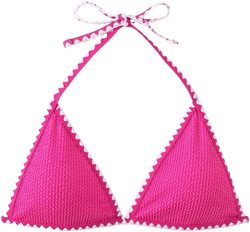 Women's Halter Bikini Tops Sleeveless Contrast Trim Wireless Bating Suit Cute Swimsuit Tops