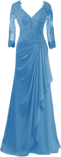 Mother of The Bride Dresses Long Evening Formal Dress Lace Applique Beaded Wedding Guest Dress Ruffle 3/4 Sleeve Women's : Clothing, Shoes & Jewelry