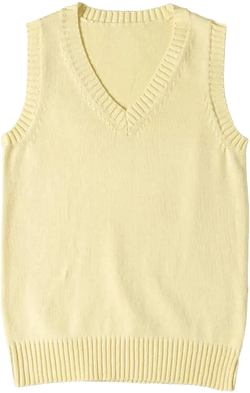 Blostirno Women’s Sweater Vest V Neck JK Uniform Kint Vests Solid Classic Sleeveless Pullover Sweaters Tops Medium Yellow