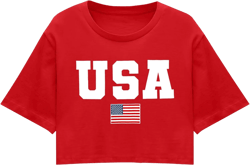 hohololo American Flag Crop Tops Women USA Crop Shirt Patriotic 4th of July Tee Memorial Day Tshirt Girls Crop Tops Small Usa-red