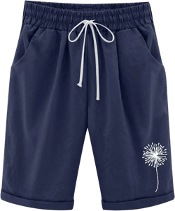 cooki Bermuda Shorts for Women Knee Length High Waisted Summer Lightweight Cotton Shorts Elastic Waist Shorts with Pockets