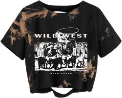 Avanova Women Vintage Graphic Distressed Crop Top Oversized Short Sleeve Ripped Tee Shirt Brown LX06 Small