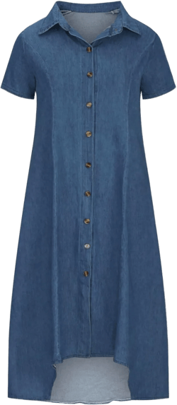 Women Denim Shirt Dresses Short Sleeve Distressed Jean Dress Button Down Casual Overall Summer Tunic Top Midi Dress Small A01_blue