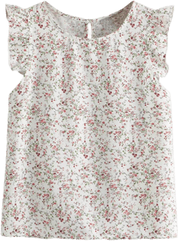 Floerns Women's Cute Ditsy Floral Print Frill Sleeve Blouse Top