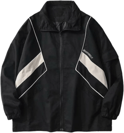 Wyeysyt Women's Y2k Jacket Zip Up Lightweight Windbreaker Jacket Varsity Oversized Sport Jacket Y2k Clothing 90s Jacket
