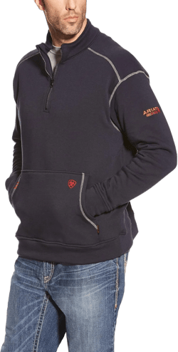 ARIAT Men's Fr Polartec Fleece 1/4 Zip Top Navy Size Large Tall Jacket