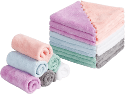 HOMEXCEL Premium Makeup Remover Cloth 24 Pack, Reusable Super Soft 7 x 7 Inch Facial Cleansing Cloths with Just Water, Highly Absorbent Microfiber Coral Velvet Face Towels Washcloths