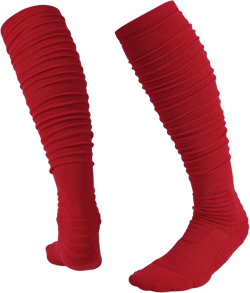 Valcatch Scrunch Football Socks Extra Long Padded Athletic Socks for Men & Women Knee High Stocking Soccer Baseball Socks Small-Medium Red