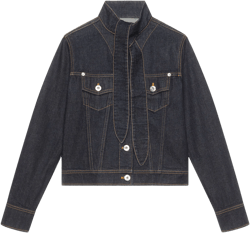 Lanvin Lavallière Collar Denim Jacket (Navy Blue)